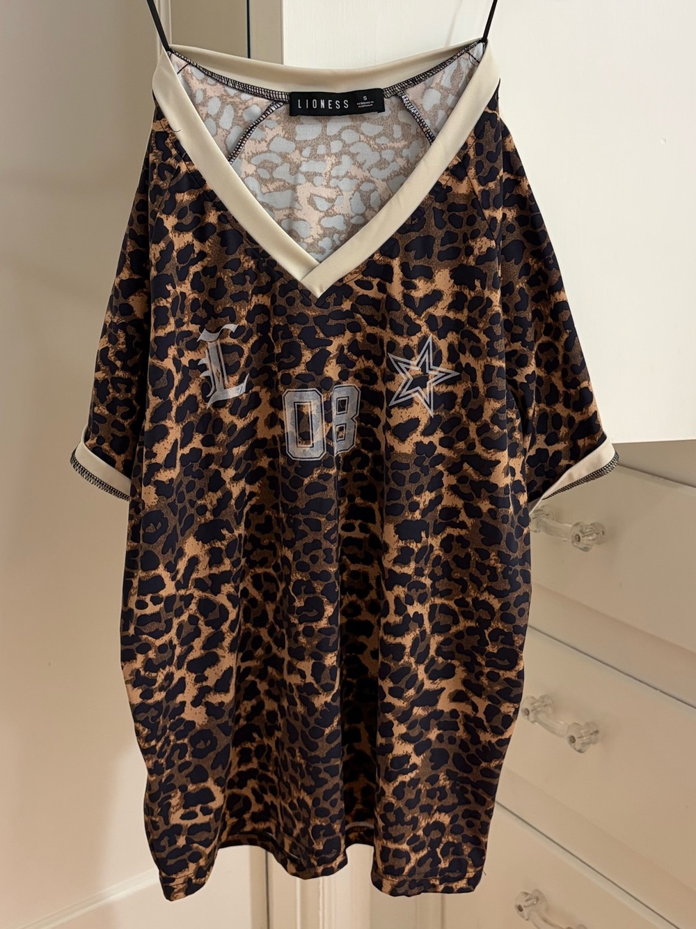 Lioness Leopard Print top in Brown, Black & Cream Trim